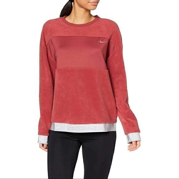 Nike Tops - Nike Therma Icon Clash Fleece Crew Neck Pullover Red Sz XS